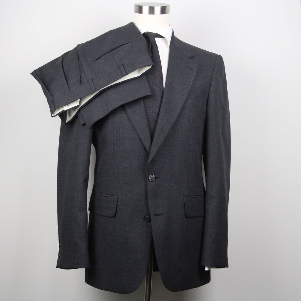 Stafford Mens 2-pc Suit Blazer Jacket 40L Pants Size 30Wx31L Grey Solid‎ E081155
